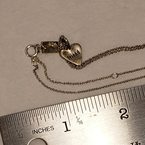 b.u. Sterling “Friend” Heart Charm Necklace So Valentine~! - Picture 3 of 7